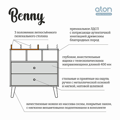 Комод Атон Benny ЛДСП 800/2 с нишами оптом